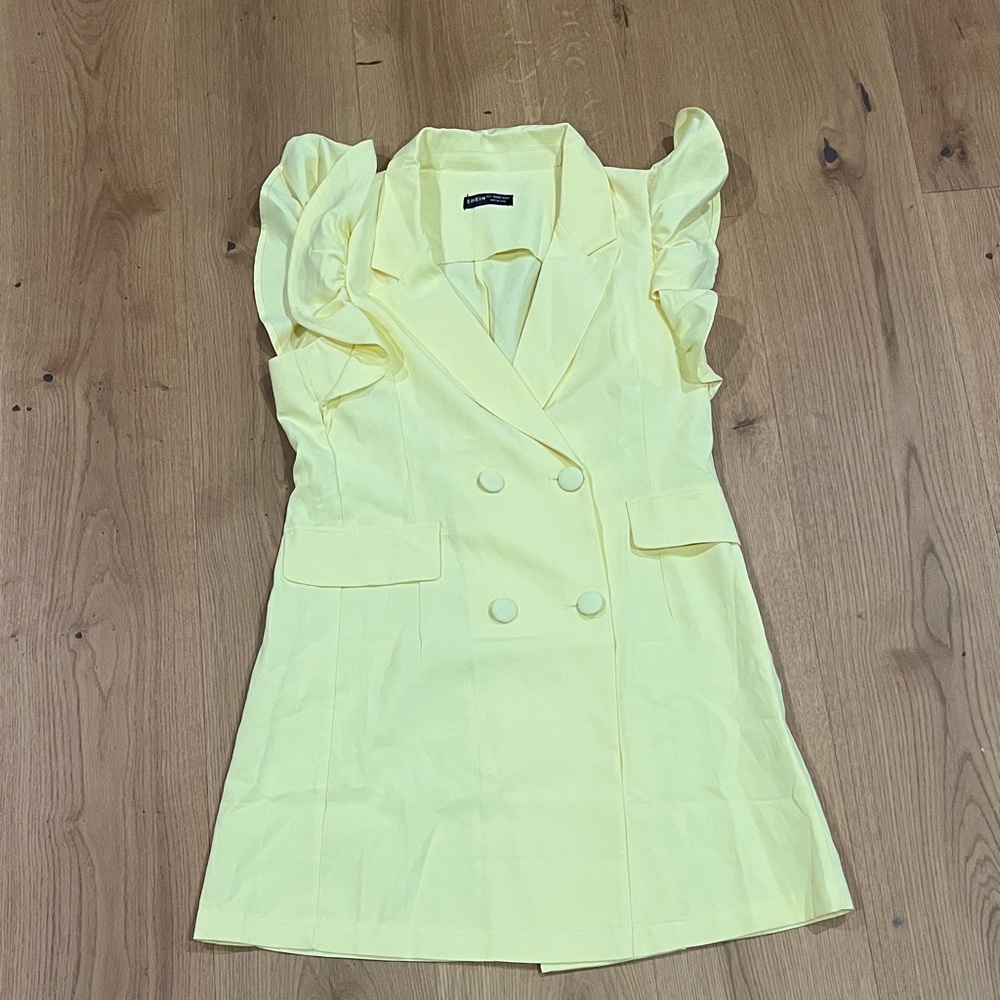 SHEIN Yellow Double-Breasted Dress